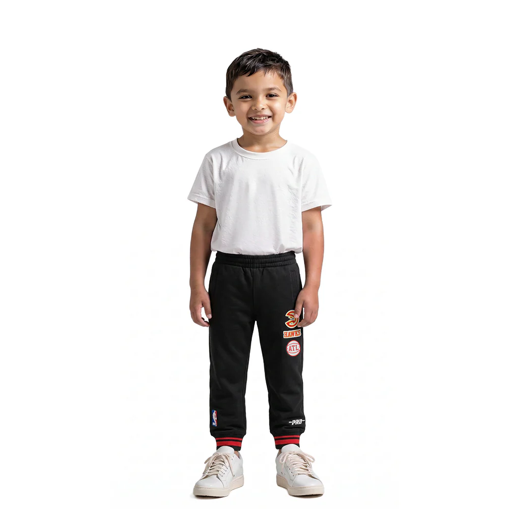 NBA ATLANTA HAWKS RETRO CLASSIC TODDLER BOYS RIB SWEATPANT (BLACK/RED/BLACK) - Image 3