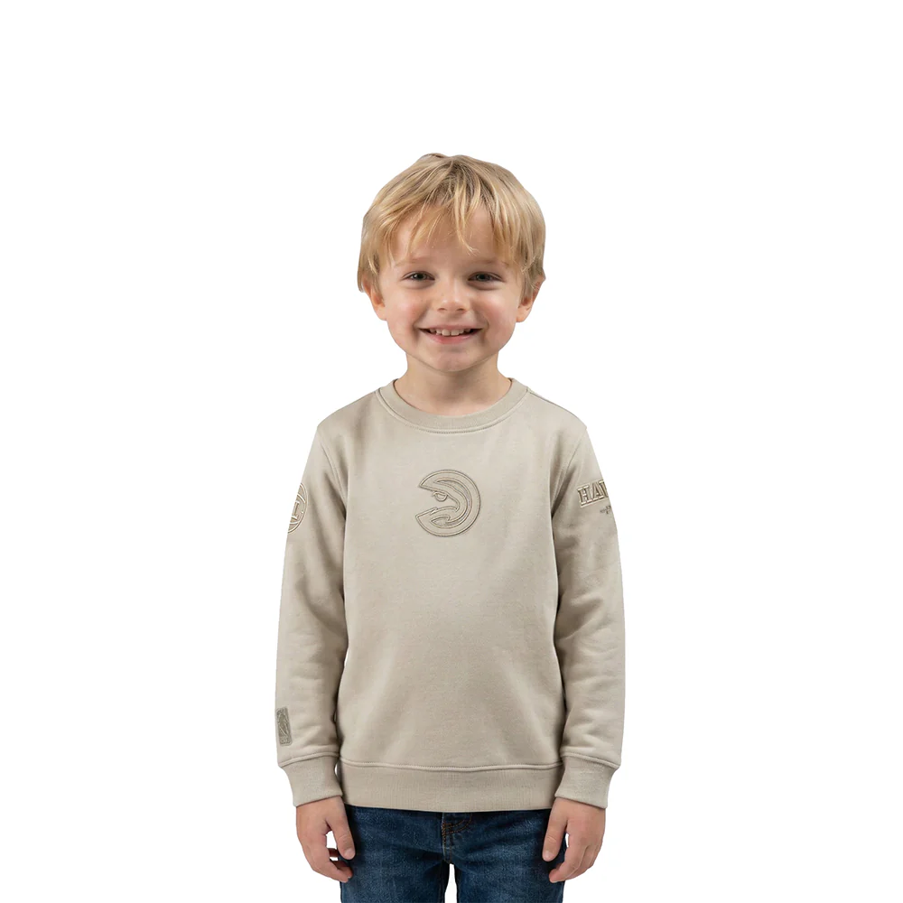 NBA ATLANTA HAWKS NEUTRAL TODDLER BOYS FLEECE CREWNECK (TAUPE)