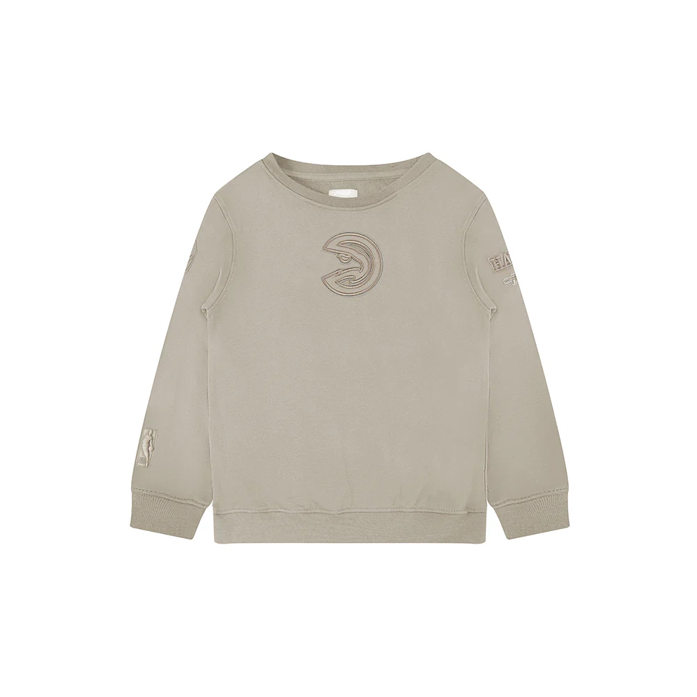 NBA ATLANTA HAWKS NEUTRAL TODDLER BOYS FLEECE CREWNECK (TAUPE) - Image 3