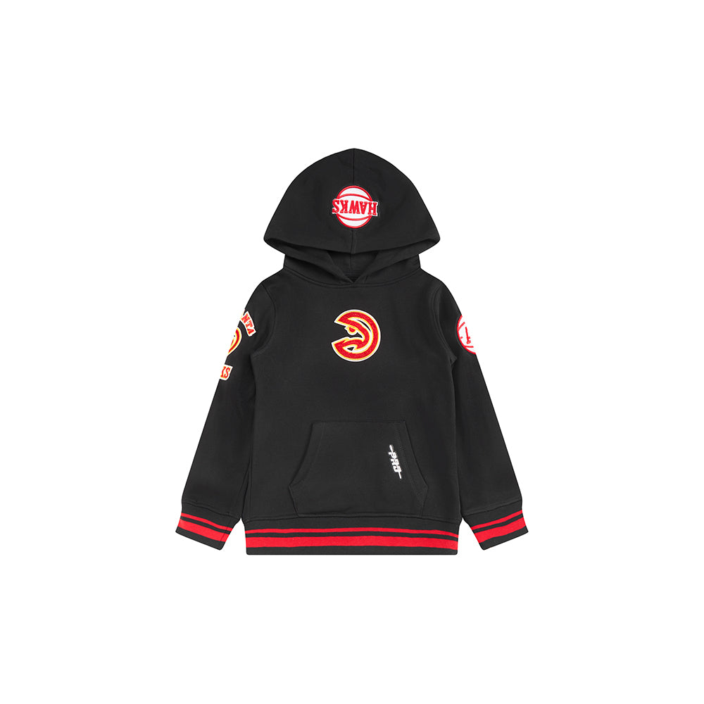 NBA ATLANTA HAWKS RETRO CLASSIC TODDLER BOYS RIB FLEECE PULLOVER HOODIE (BLACK/RED/BLACK) - Image 3