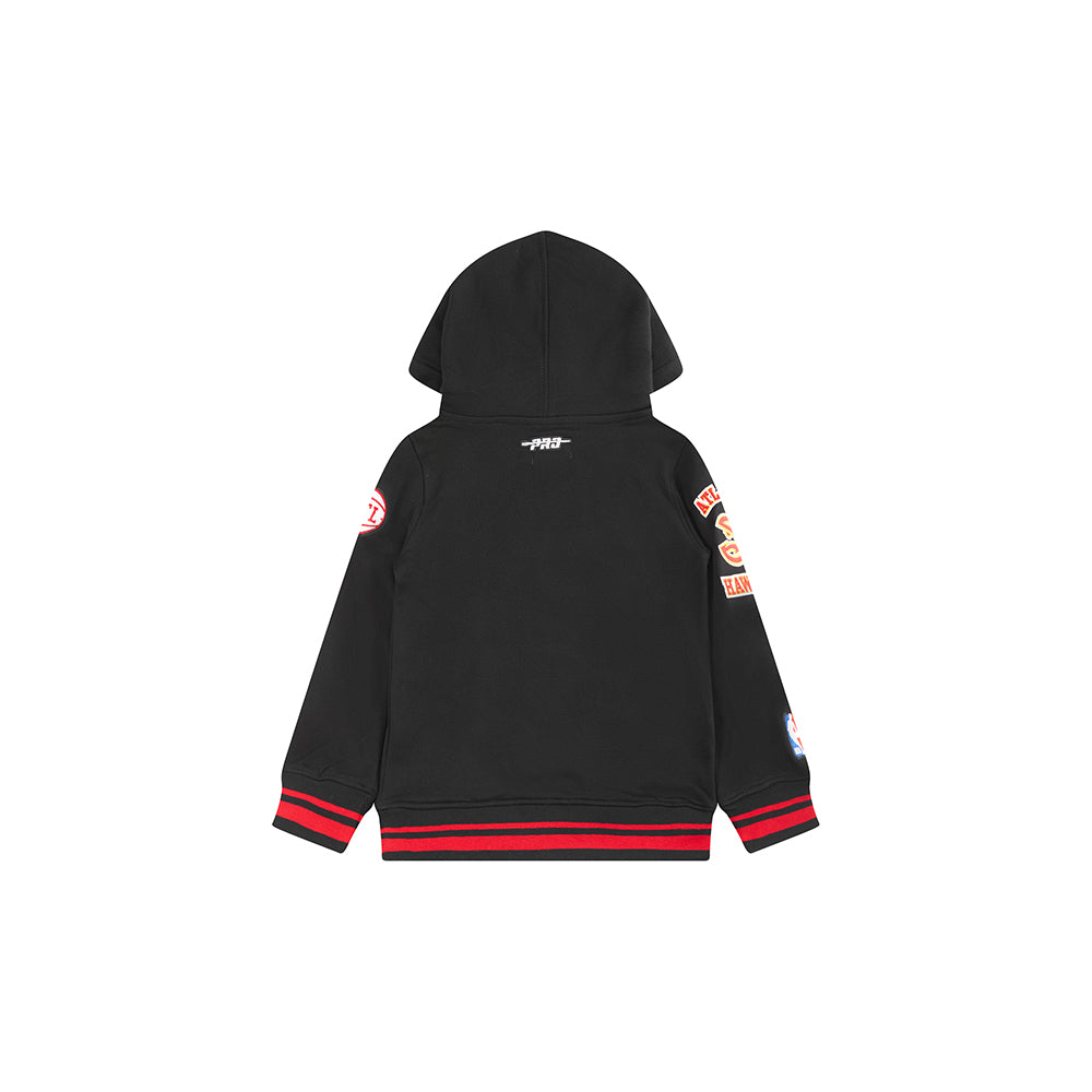 NBA ATLANTA HAWKS RETRO CLASSIC TODDLER BOYS RIB FLEECE PULLOVER HOODIE (BLACK/RED/BLACK) - Image 4