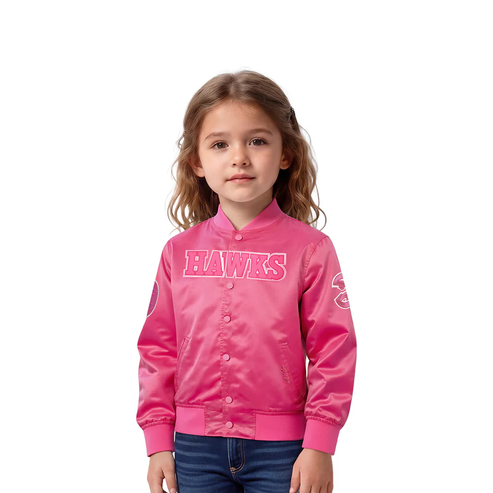 NBA ATLANTA HAWKS TRIPLE PINK TODDLER GIRLS SATIN JACKET (BEETROOT PURPLE)