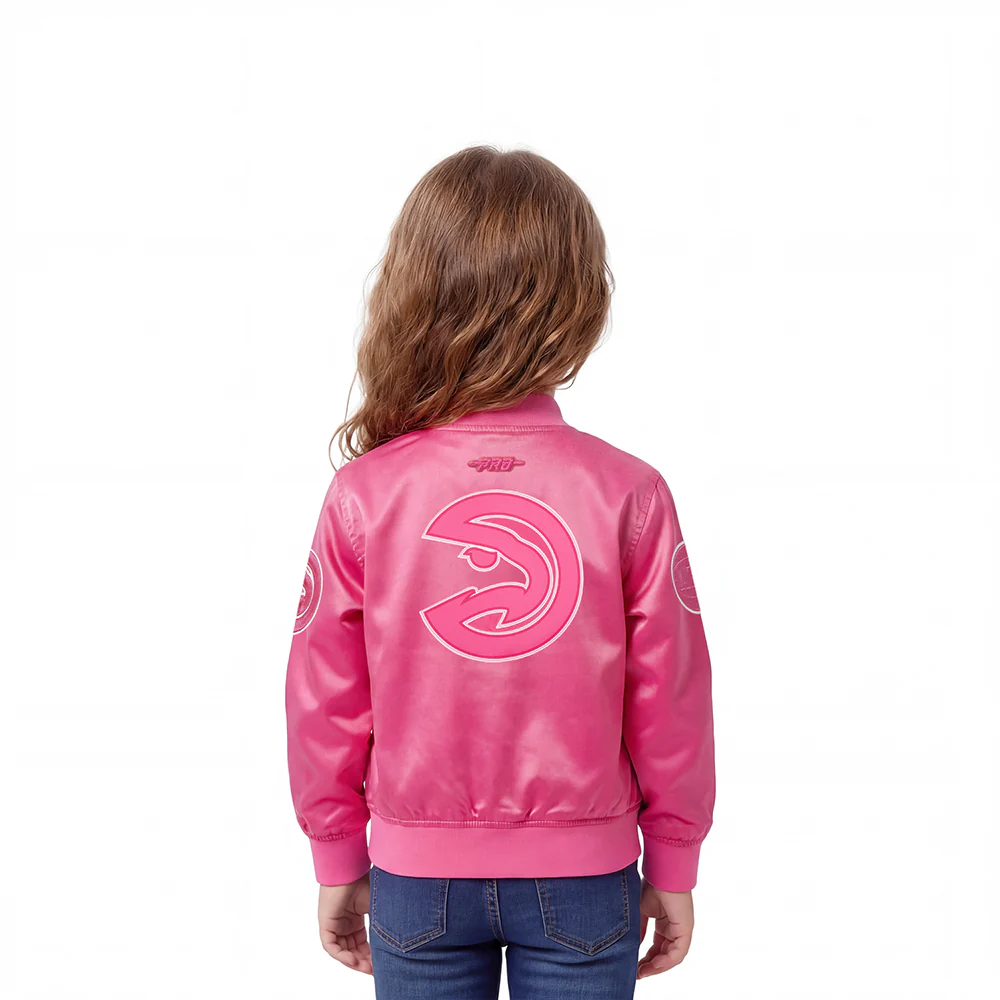 NBA ATLANTA HAWKS TRIPLE PINK TODDLER GIRLS SATIN JACKET (BEETROOT PURPLE) - Image 2