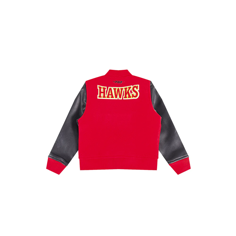 NBA ATLANTA HAWKS CLASSIC TODDLER BOYS WOOL VARSITY JACKET (RED/BLACK) - Image 4