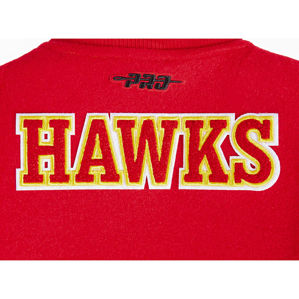 NBA ATLANTA HAWKS CLASSIC TODDLER BOYS WOOL VARSITY JACKET (RED/BLACK) - Image 9