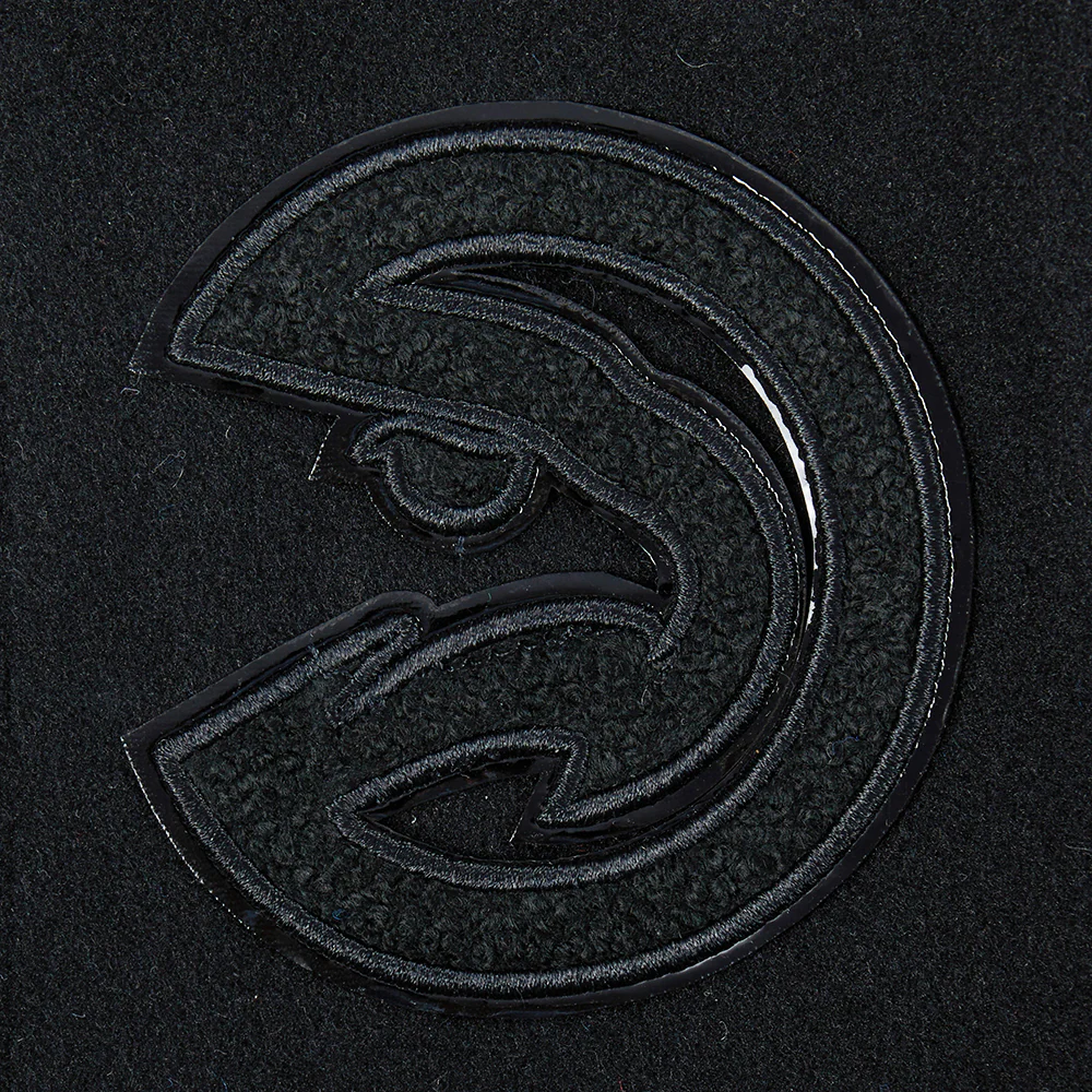 NBA ATLANTA HAWKS TRIPLE BLACK TODDLER BOYS WOOL VARSITY JACKET (JET BLACK) - Image 5
