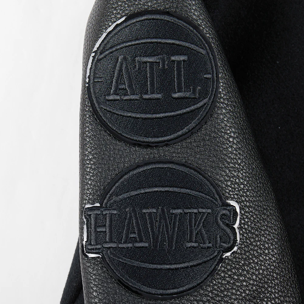 NBA ATLANTA HAWKS TRIPLE BLACK TODDLER BOYS WOOL VARSITY JACKET (JET BLACK) - Image 9