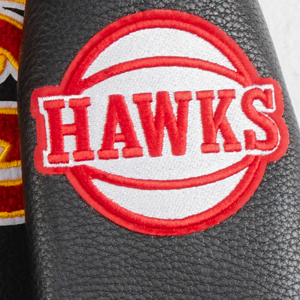 NBA ATLANTA HAWKS RETRO CLASSIC TODDLER BOYS RIB WOOL VARSITY JACKET (BLACK/RED/BLACK) - Image 8