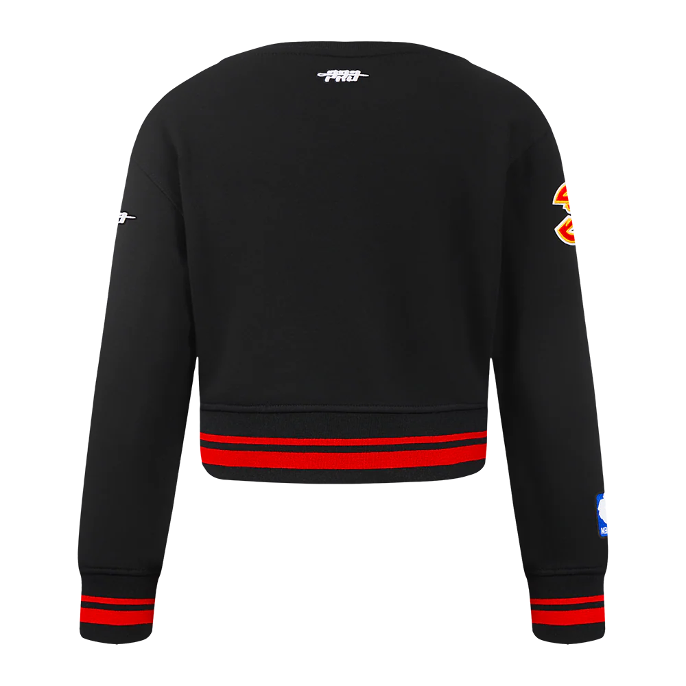 NBA ATLANTA HAWKS RETRO CLASSIC TODDLER GIRLS RIB FLEECE CREWNECK (BLACK/RED/BLACK) - Image 3