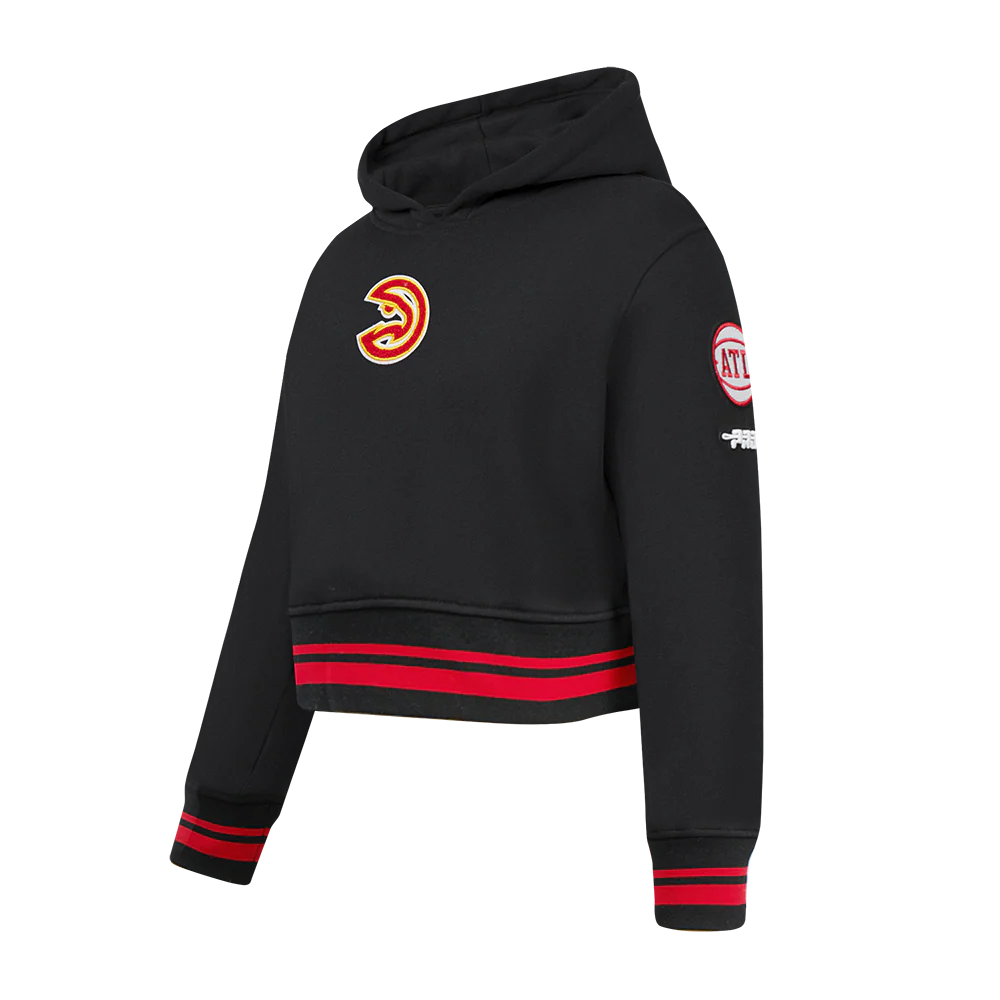 NBA ATLANTA HAWKS RETRO CLASSIC TODDLER GIRLS RIB FLEECE PULLOVER HOODIE (BLACK/RED/BLACK) - Image 2
