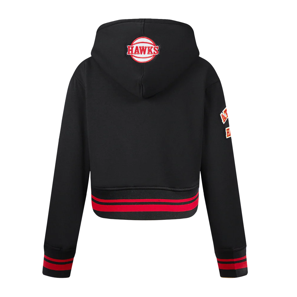 NBA ATLANTA HAWKS RETRO CLASSIC TODDLER GIRLS RIB FLEECE PULLOVER HOODIE (BLACK/RED/BLACK) - Image 3