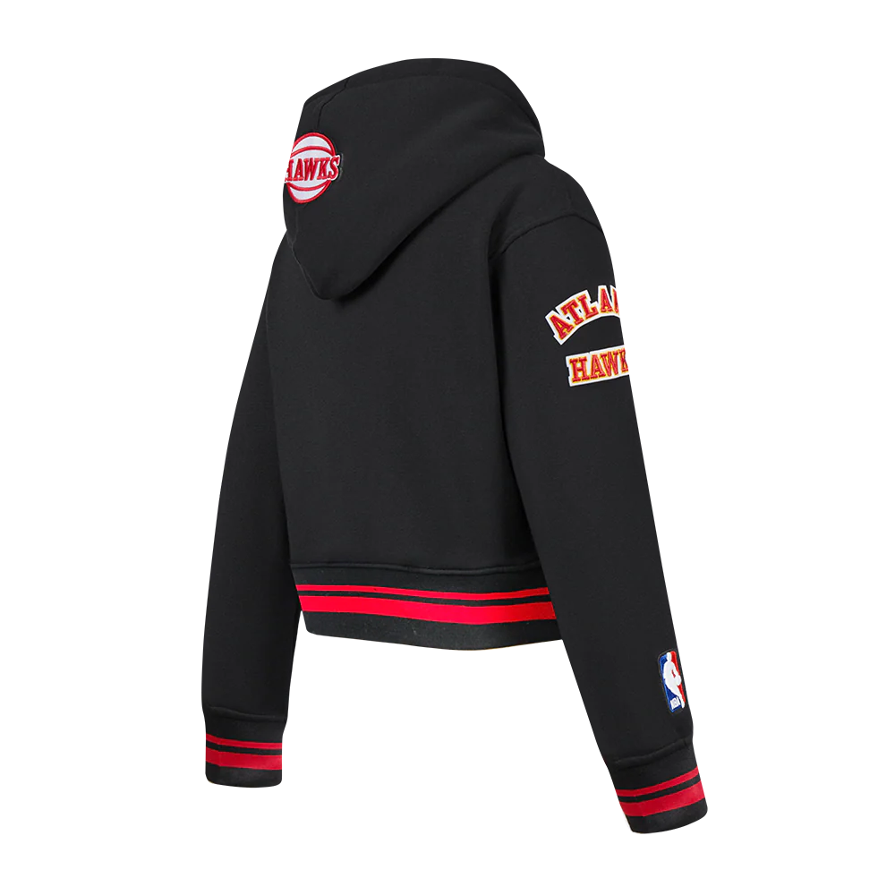 NBA ATLANTA HAWKS RETRO CLASSIC TODDLER GIRLS RIB FLEECE PULLOVER HOODIE (BLACK/RED/BLACK) - Image 4