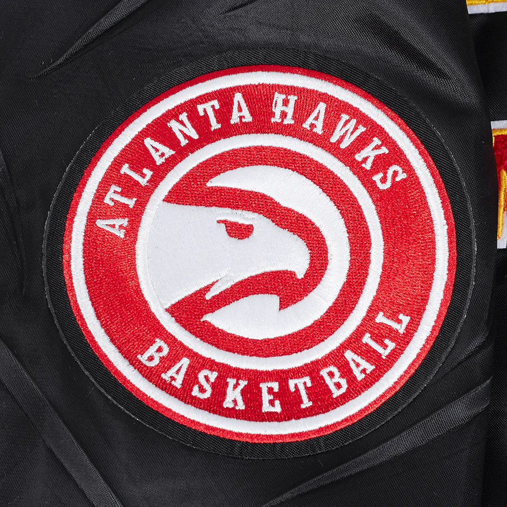 NBA ATLANTA HAWKS RETRO CLASSIC WOMEN'S RIB SATIN JACKET (BLACK/RED/BLACK) - Image 8
