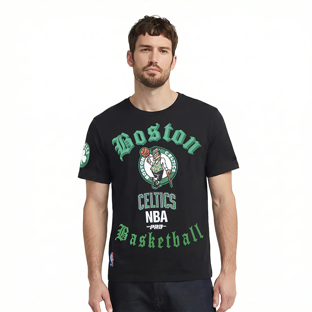 NBA BOSTON CELTICS OLD ENGLISH MEN'S TEE (BLACK)