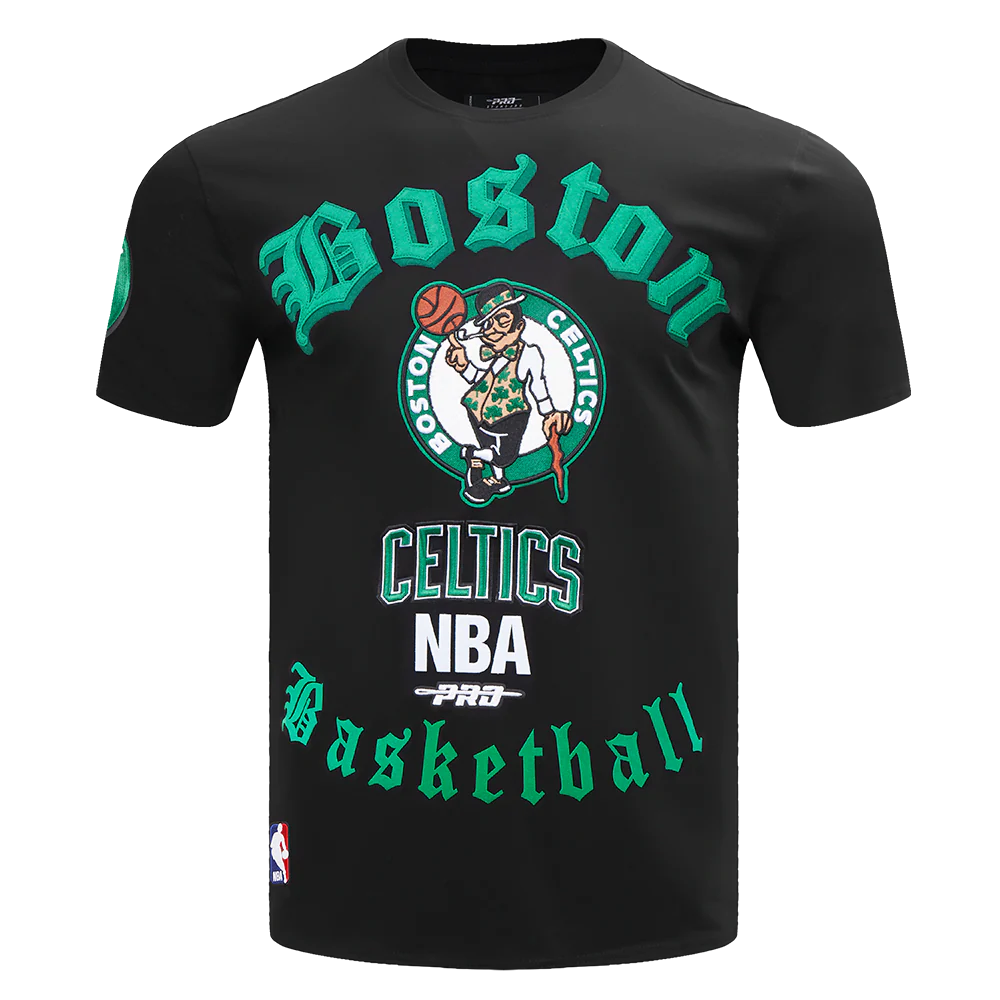 NBA BOSTON CELTICS OLD ENGLISH MEN'S TEE (BLACK) - Image 3