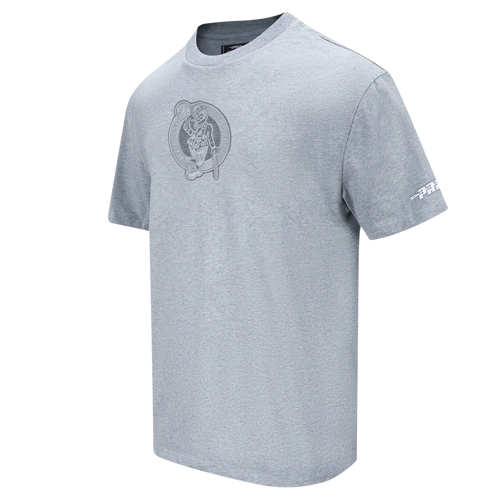 NBA BOSTON CELTICS REVERSE FRENCH TERRY MEN'S COTTON JERSEY DROP SHOULDER TEE (DARK HEATHER GRAY) - Image 2