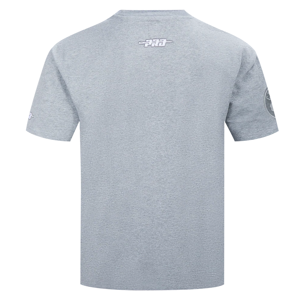 NBA BOSTON CELTICS REVERSE FRENCH TERRY MEN'S COTTON JERSEY DROP SHOULDER TEE (DARK HEATHER GRAY) - Image 3