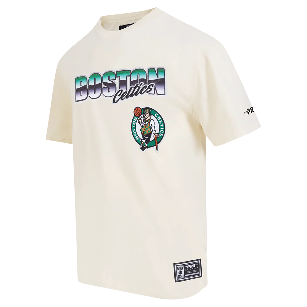 NBA BOSTON CELTICS CHROME MEN'S COTTON JERSEY DROP SHOULDER TEE (EGGSHELL) - Image 2