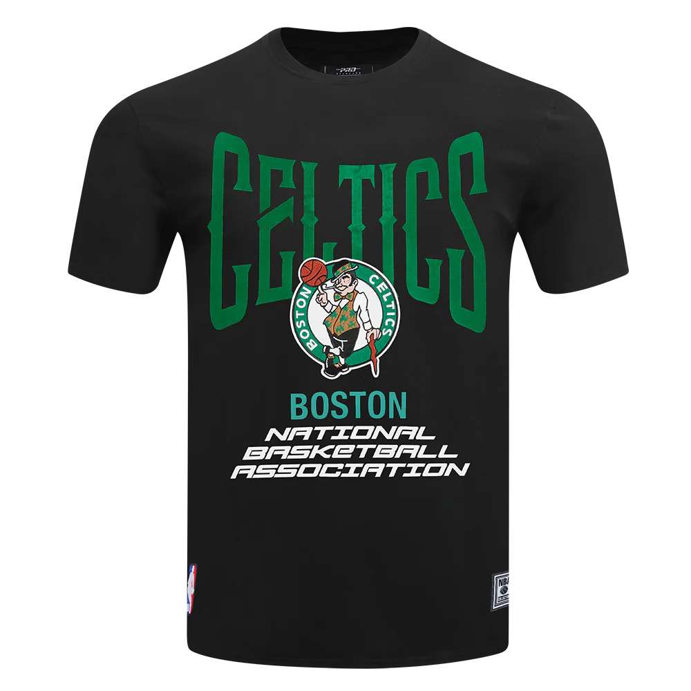NBA BOSTON CELTICS CITY TOUR 2.0 MEN'S COTTON JERSEY DROP SHOULDER TEE (BLACK)
