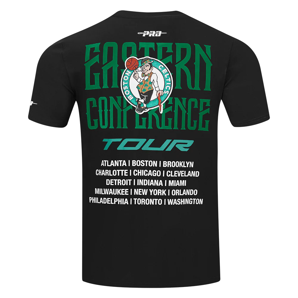 NBA BOSTON CELTICS CITY TOUR 2.0 MEN'S COTTON JERSEY DROP SHOULDER TEE (BLACK) - Image 3