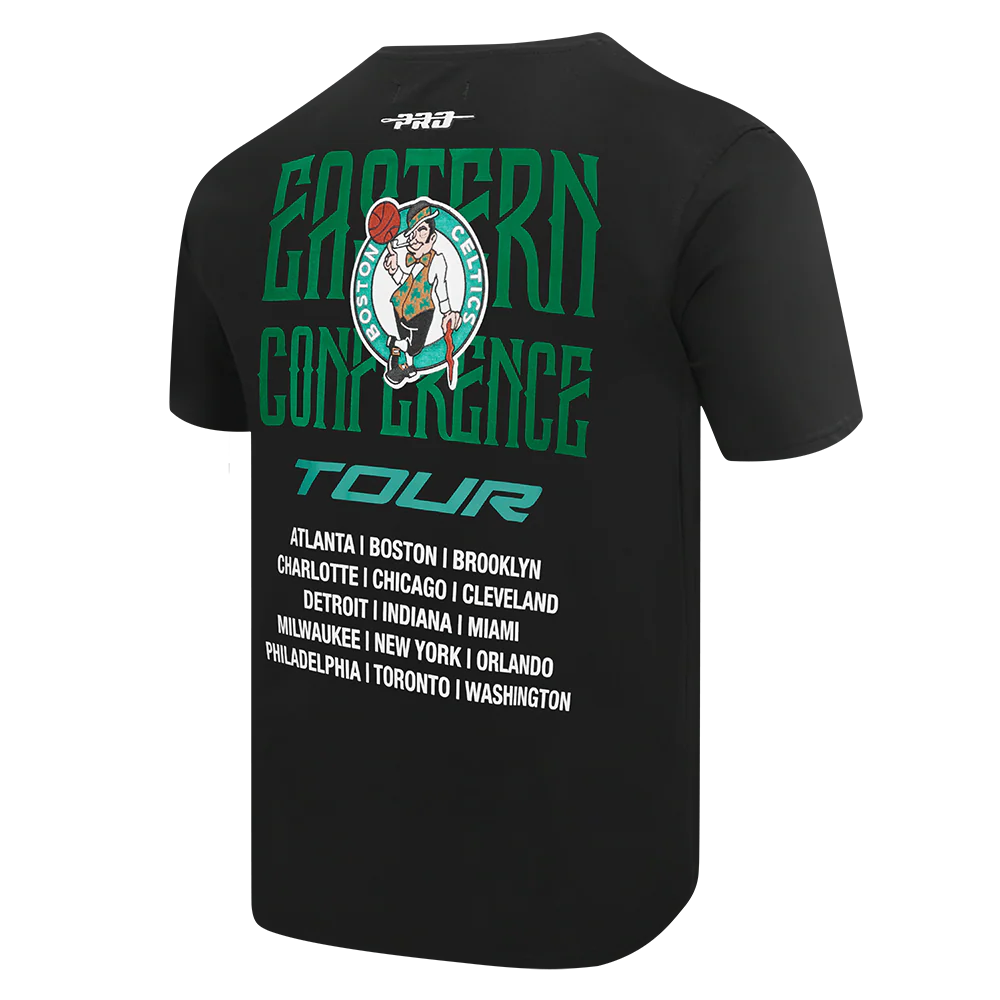 NBA BOSTON CELTICS CITY TOUR 2.0 MEN'S COTTON JERSEY DROP SHOULDER TEE (BLACK) - Image 4