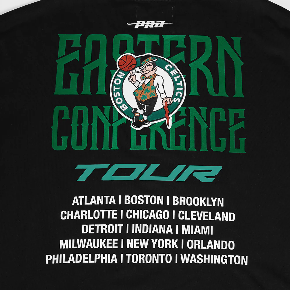 NBA BOSTON CELTICS CITY TOUR 2.0 MEN'S COTTON JERSEY DROP SHOULDER TEE (BLACK) - Image 6
