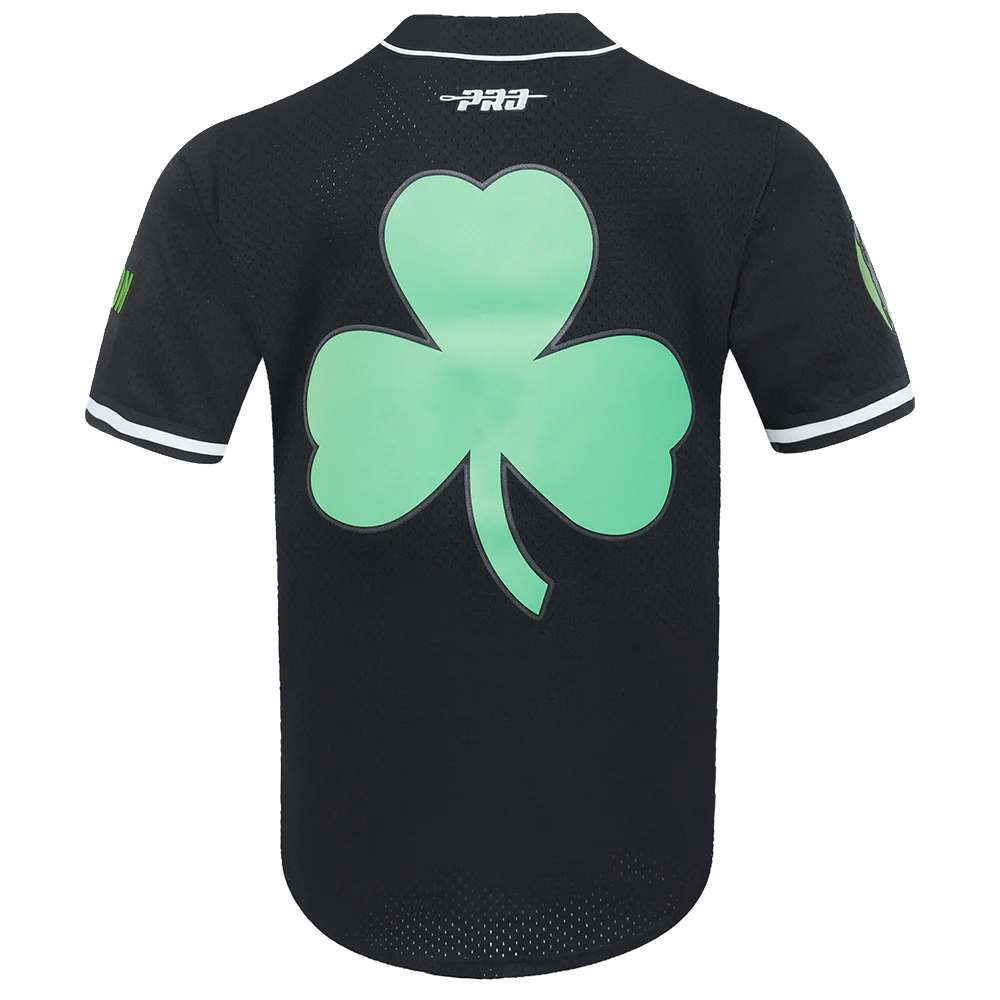 NBA BOSTON CELTICS CITY EDITION 24-25 MEN'S MESH BUTTON DOWN SHIRT (BLACK) - Image 3