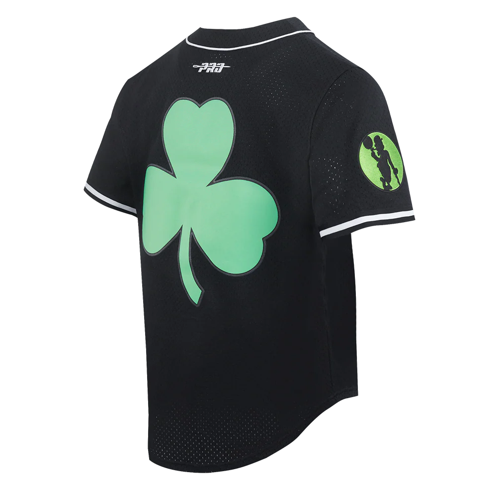 NBA BOSTON CELTICS CITY EDITION 24-25 MEN'S MESH BUTTON DOWN SHIRT (BLACK) - Image 4