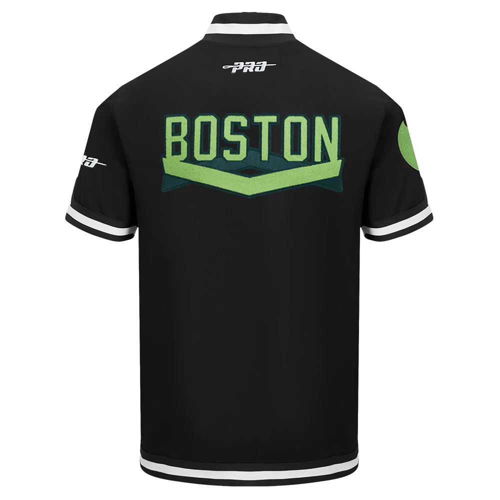 NBA BOSTON CELTICS CITY EDITION 24-25 MEN'S DK SS PRO SS DOUBLE KNIT JACKET (BLACK) - Image 3