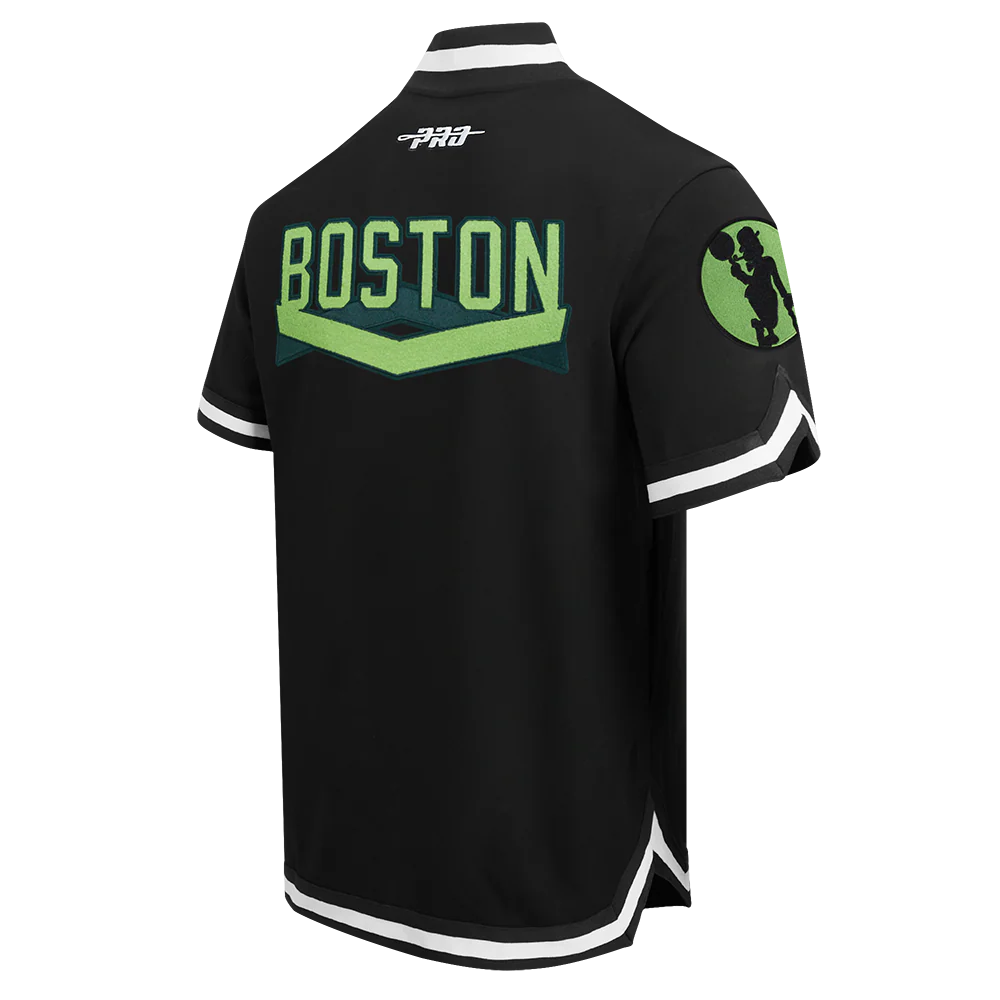 NBA BOSTON CELTICS CITY EDITION 24-25 MEN'S DK SS PRO SS DOUBLE KNIT JACKET (BLACK) - Image 4