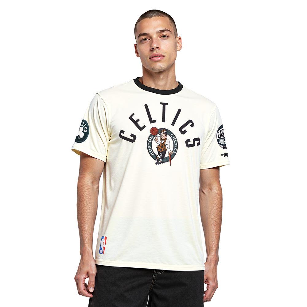 NBA BOSTON CELTICS MODERN ORIGINALS MEN'S RINGER TEE (EGGSHELL/ BLACK)