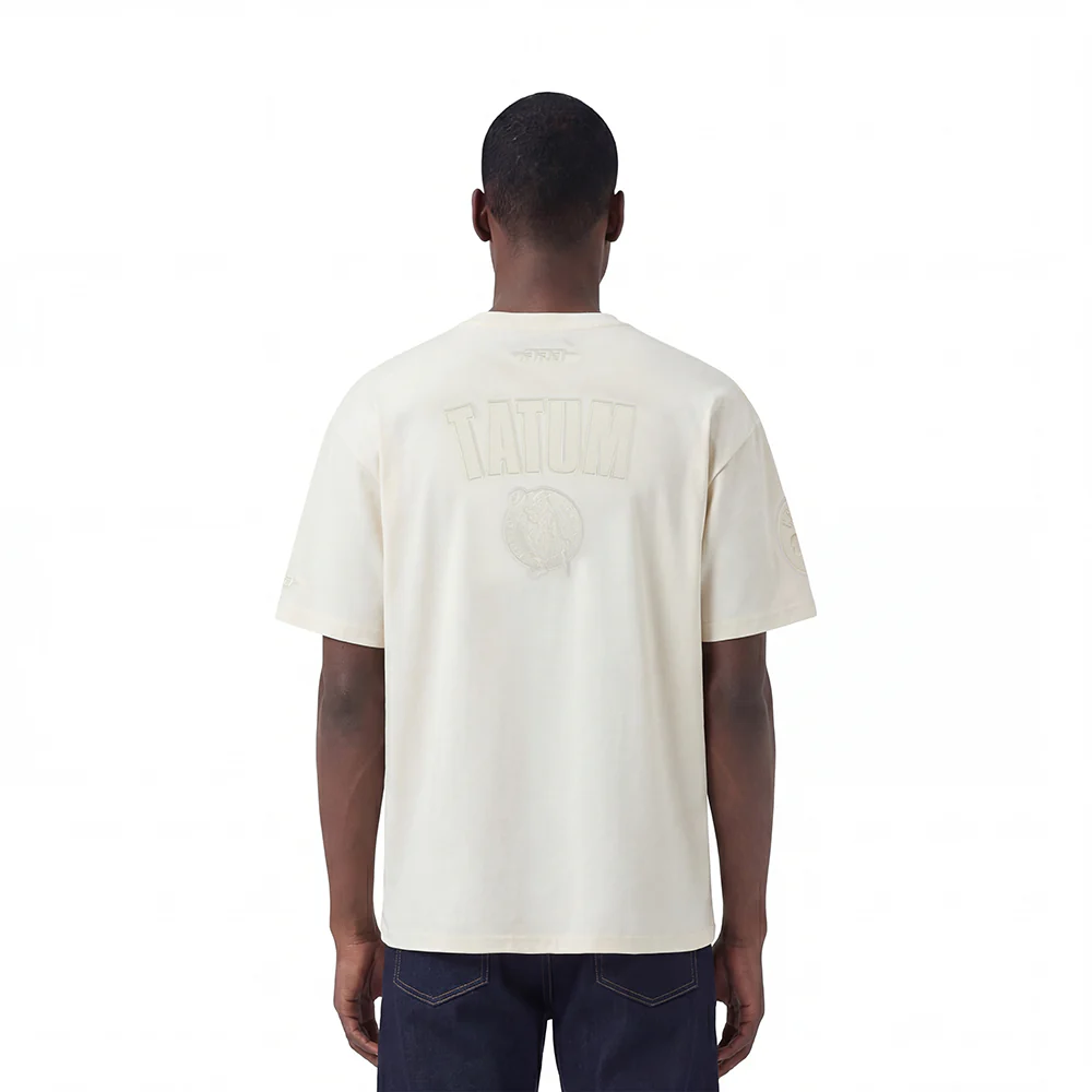 NBA BOSTON CELTICS JAYSON TATUM #0 NEUTRAL PNN MEN'S CJ DROP SHOULDER TEE (EGGSHELL) - Image 2
