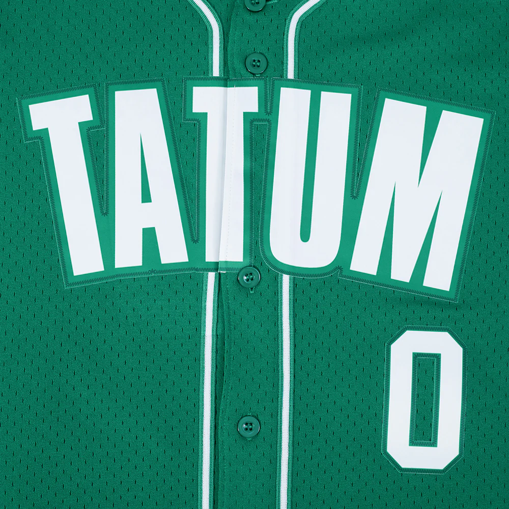 NBA BOSTON CELTICS JAYSON TATUM #0 CLASSIC MESH PNN MEN'S MESH BUTTON DOWN SHIRT (KELLY GREEN) - Image 8