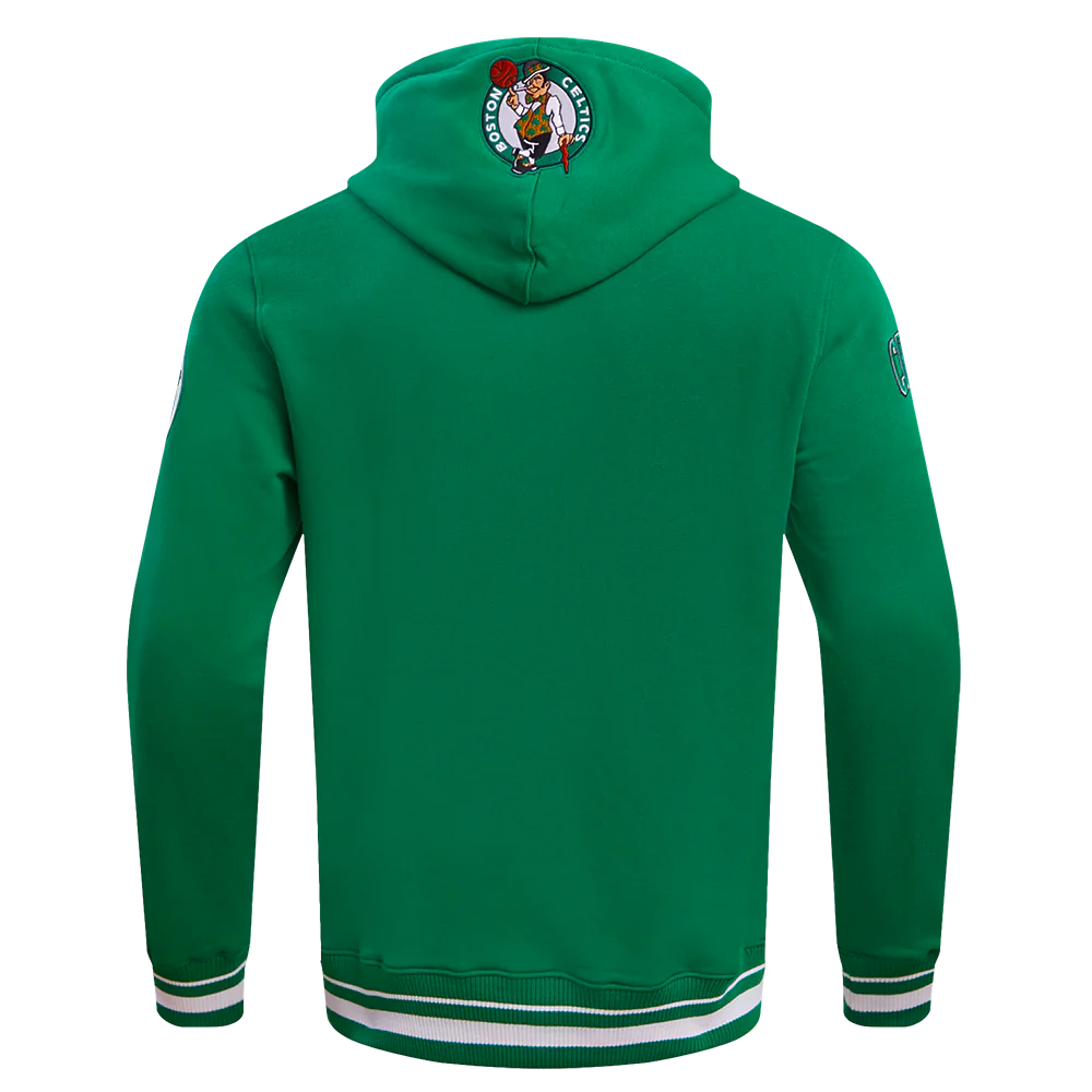 NBA BOSTON CELTICS SCRIPT TAIL MEN'S RIB FLEECE PULLOVER HOODIE (KELLY GREEN) - Image 3