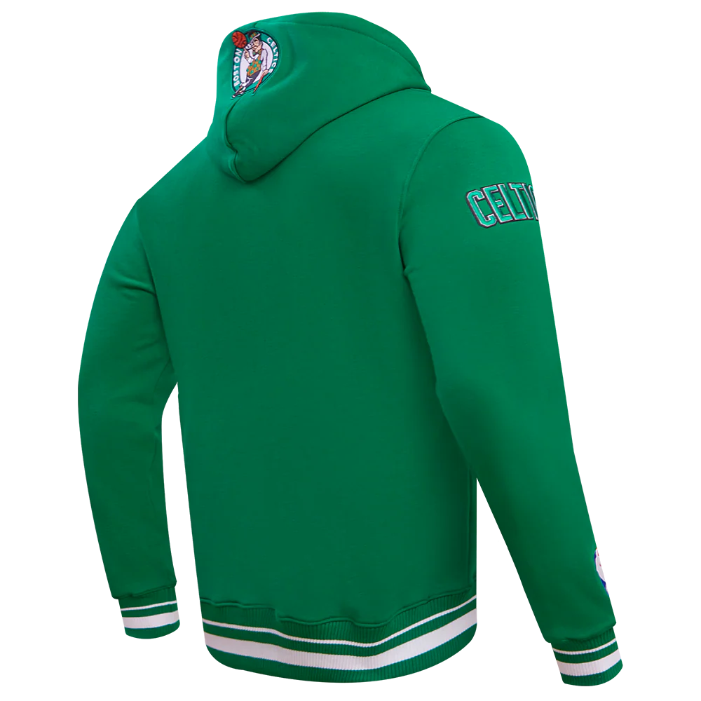 NBA BOSTON CELTICS SCRIPT TAIL MEN'S RIB FLEECE PULLOVER HOODIE (KELLY GREEN) - Image 4