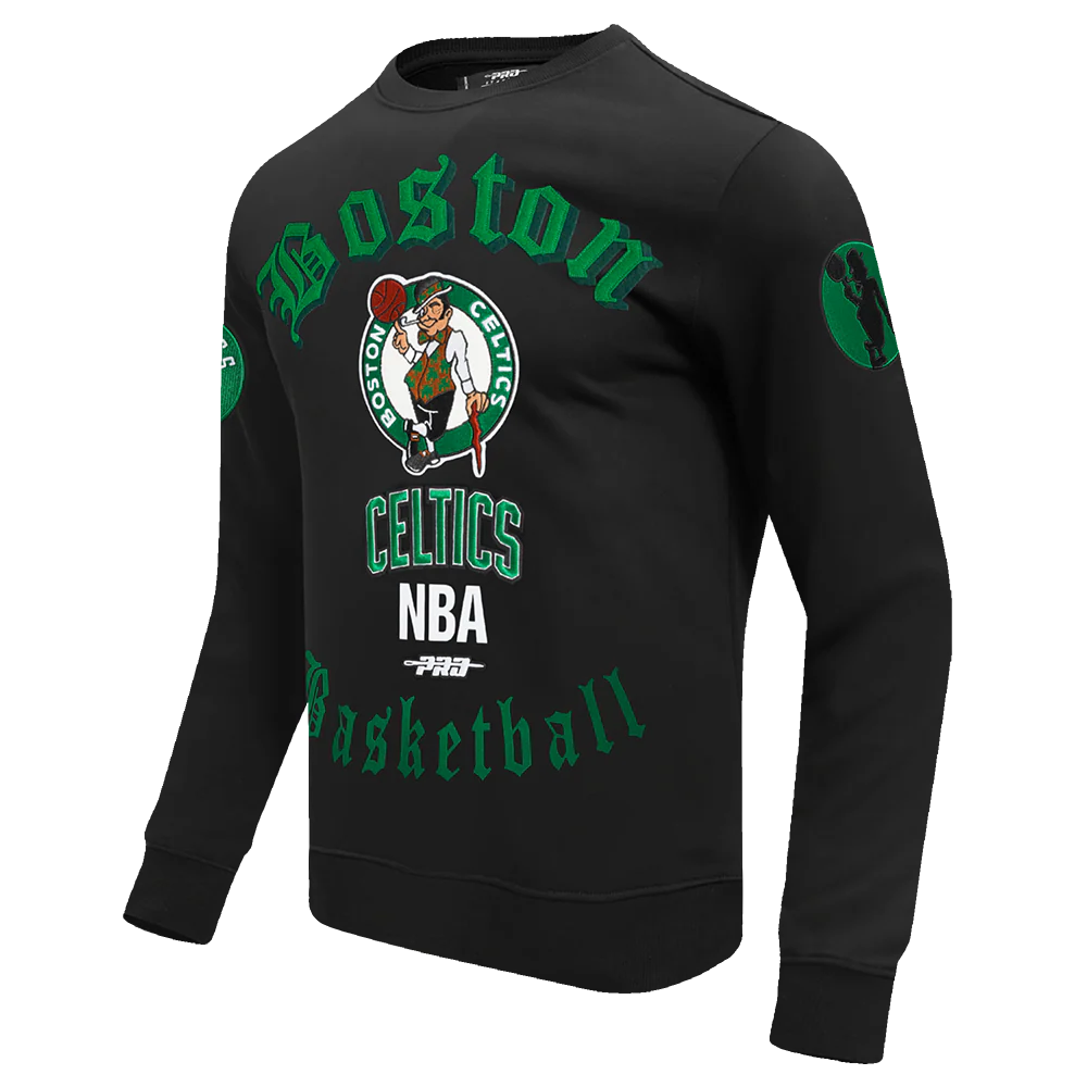 NBA BOSTON CELTICS OLD ENGLISH MEN'S CREWNECK (BLACK) - Image 4