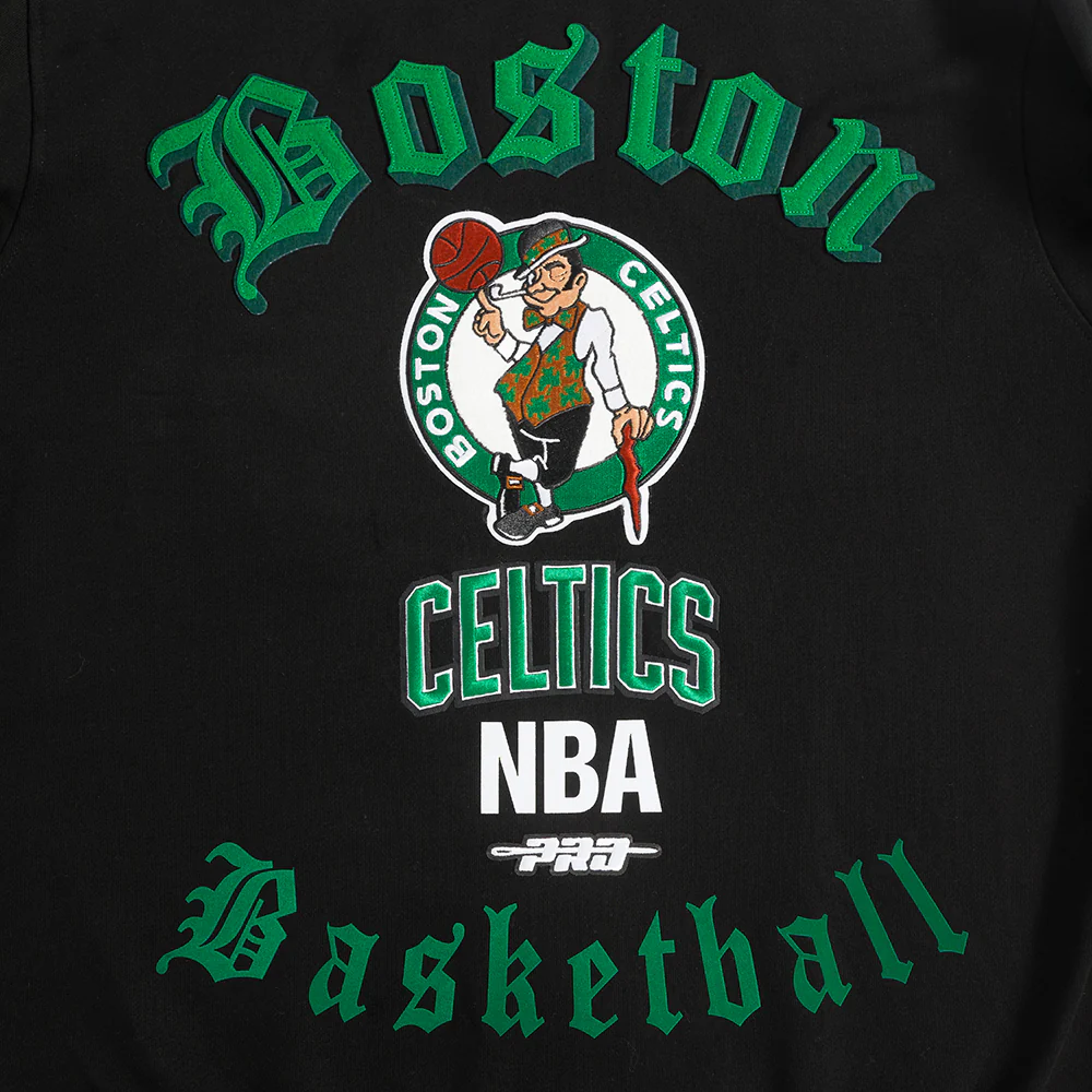 NBA BOSTON CELTICS OLD ENGLISH MEN'S CREWNECK (BLACK) - Image 7