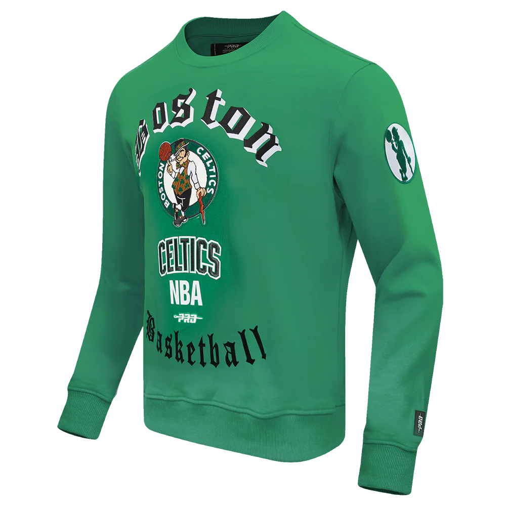NBA BOSTON CELTICS OLD ENGLISH MEN'S CREWNECK (KELLY GREEN) - Image 2