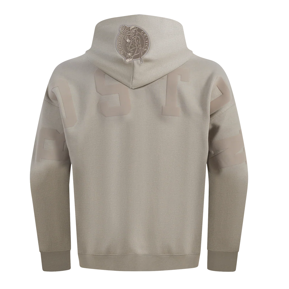 NBA BOSTON CELTICS WINGSPAN MEN'S DROP SHOULDER FLEECE PULLOVER HOODIE (TAUPE) - Image 5