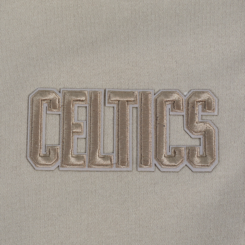 NBA BOSTON CELTICS WINGSPAN MEN'S DROP SHOULDER FLEECE PULLOVER HOODIE (TAUPE) - Image 7