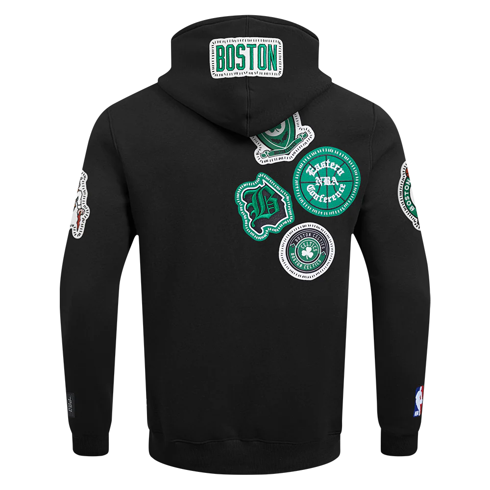 NBA BOSTON CELTICS DIY PICK STITCH MEN'S DOUBLE KNIT PULLOVER HOODIE (BLACK) - Image 3
