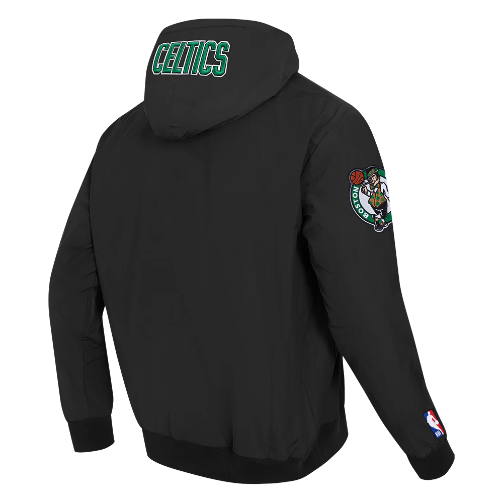 NBA BOSTON CELTICS CLASSIC WIND SUIT MEN'S WOVEN FULL ZIP PULLOVER HOODIE (BLACK) - Image 2