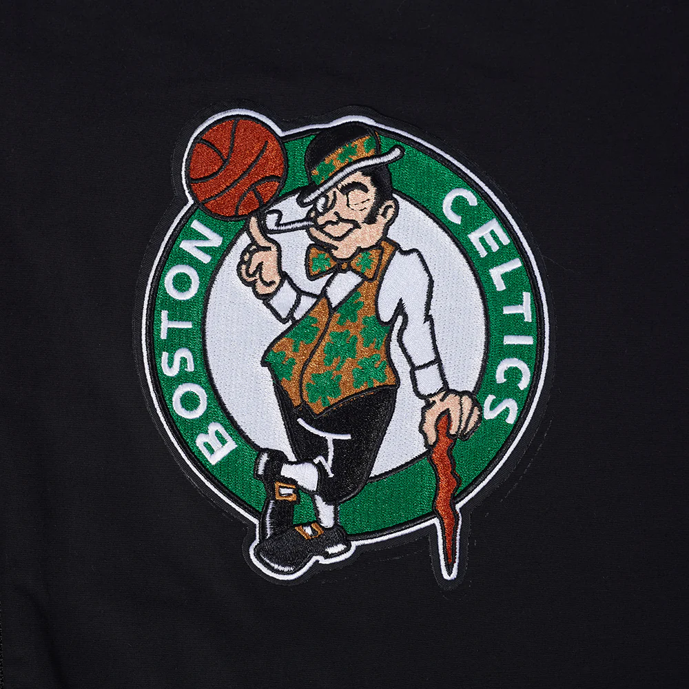 NBA BOSTON CELTICS CLASSIC WIND SUIT MEN'S WOVEN FULL ZIP PULLOVER HOODIE (BLACK) - Image 3