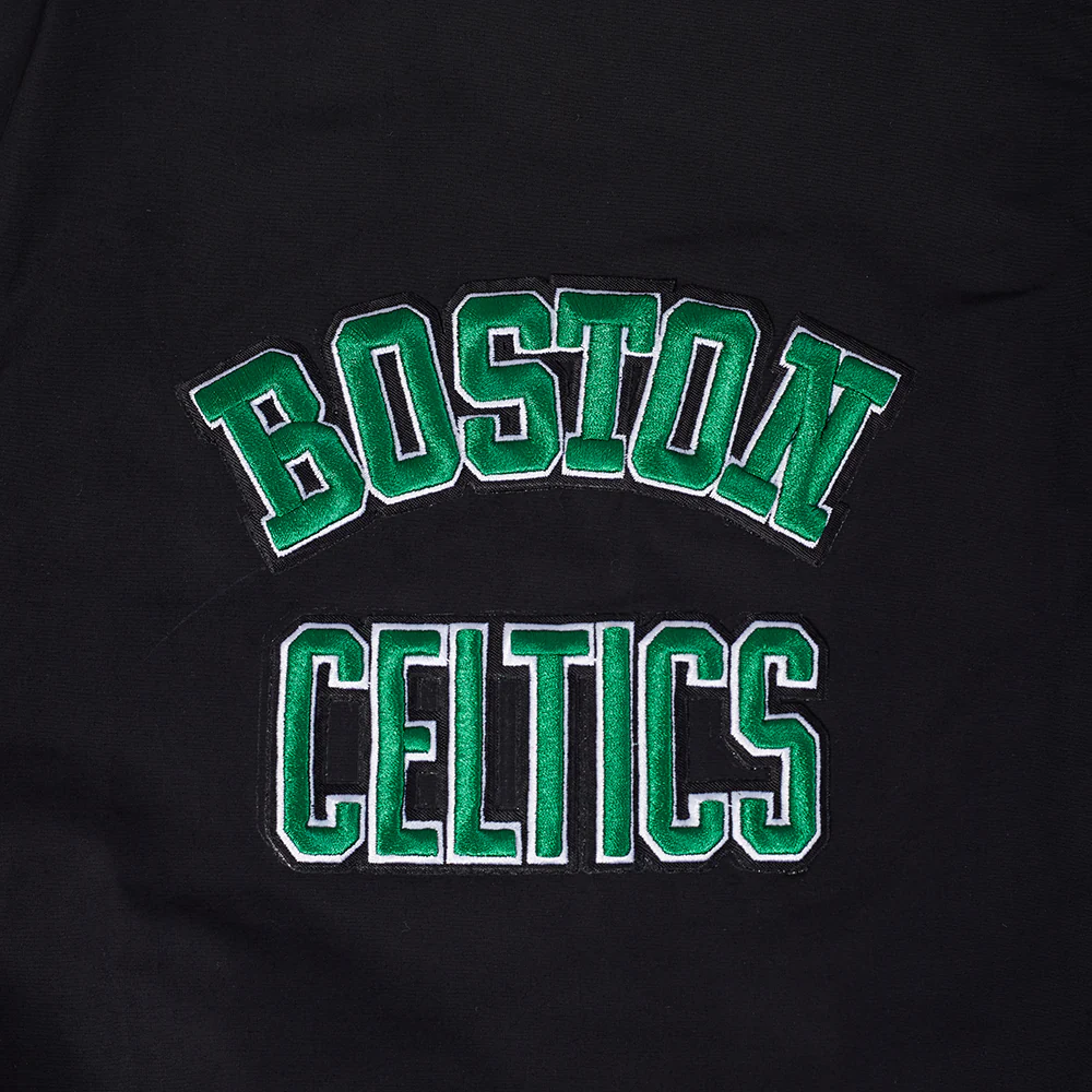 NBA BOSTON CELTICS CLASSIC WIND SUIT MEN'S WOVEN FULL ZIP PULLOVER HOODIE (BLACK) - Image 4