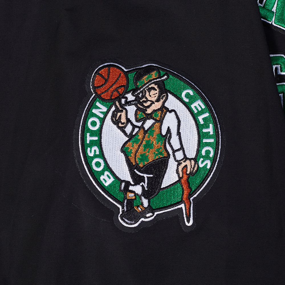 NBA BOSTON CELTICS CLASSIC WIND SUIT MEN'S WOVEN FULL ZIP PULLOVER HOODIE (BLACK) - Image 6