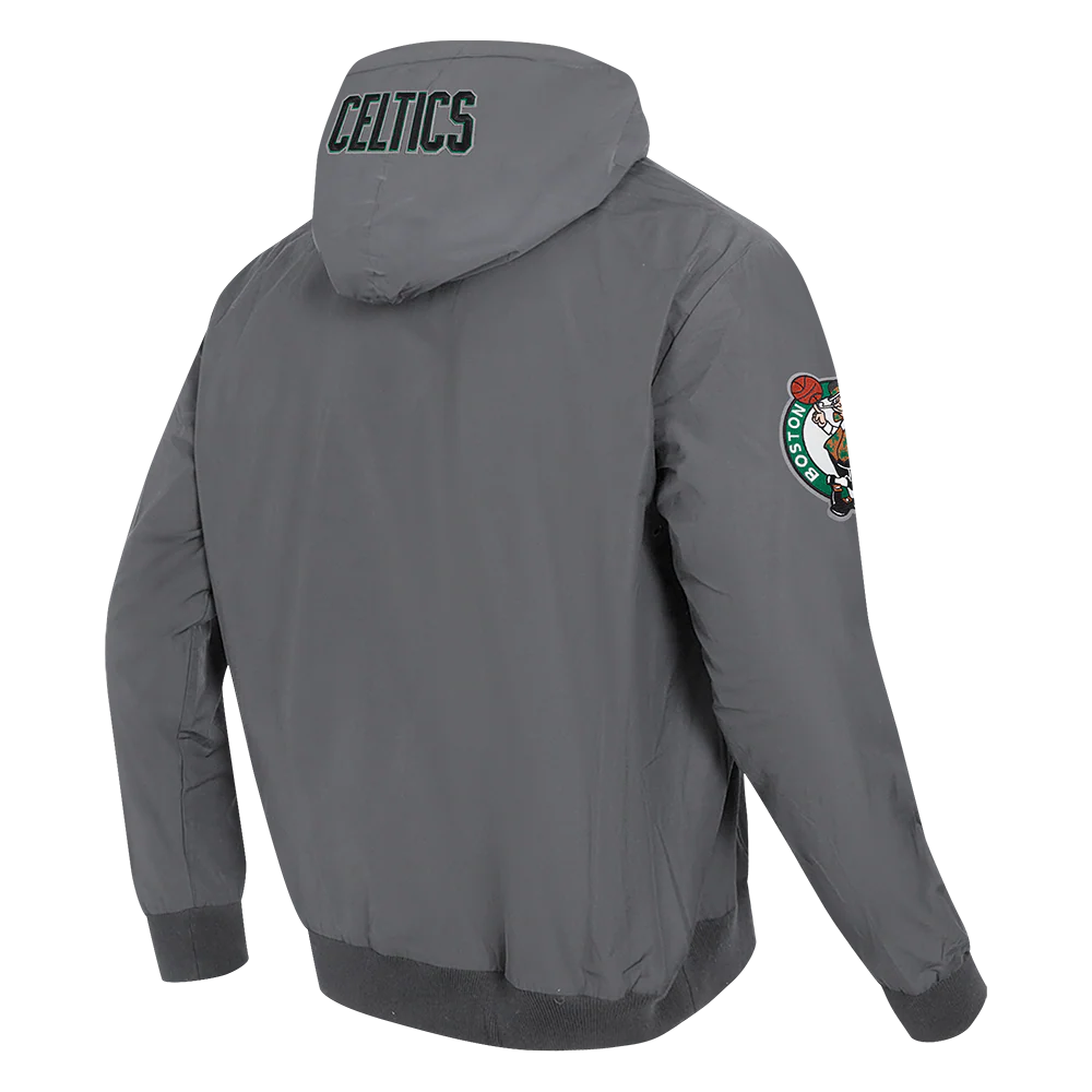 NBA BOSTON CELTICS CLASSIC WIND SUIT MEN'S WOVEN FULL ZIP PULLOVER HOODIE (GRAY) - Image 4
