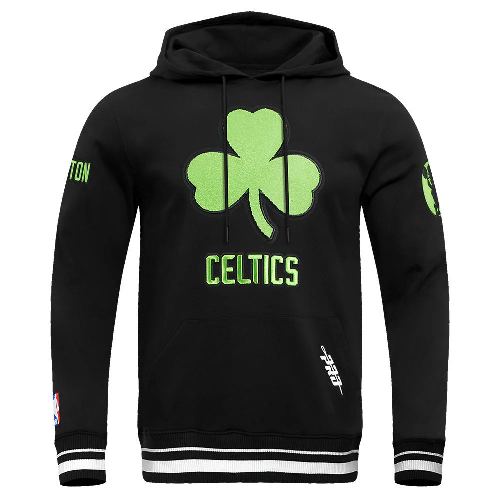 NBA BOSTON CELTICS CITY EDITION 24-25 MEN'S RIB FLEECE PULLOVER HOODIE (BLACK)