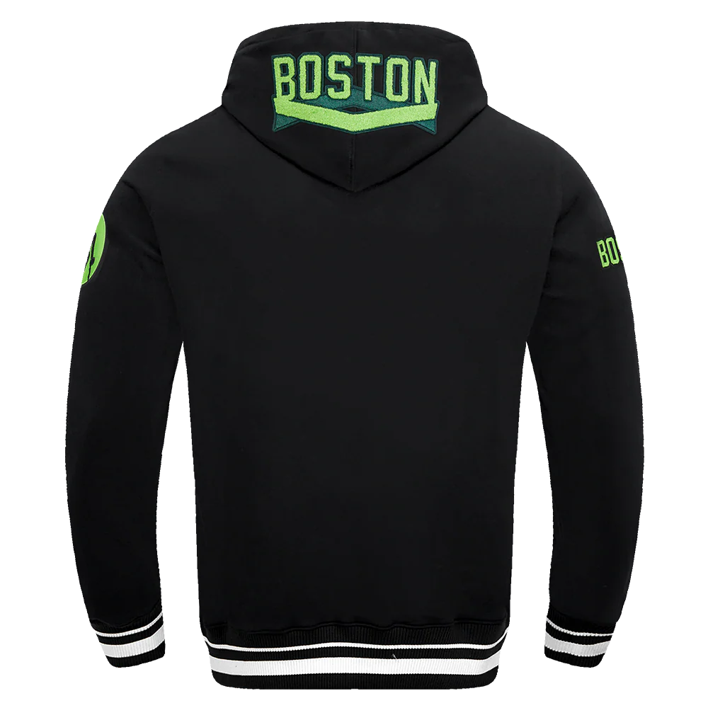 NBA BOSTON CELTICS CITY EDITION 24-25 MEN'S RIB FLEECE PULLOVER HOODIE (BLACK) - Image 3