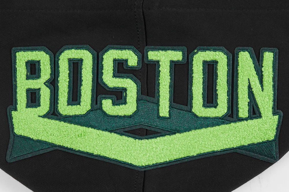 NBA BOSTON CELTICS CITY EDITION 24-25 MEN'S RIB FLEECE PULLOVER HOODIE (BLACK) - Image 6