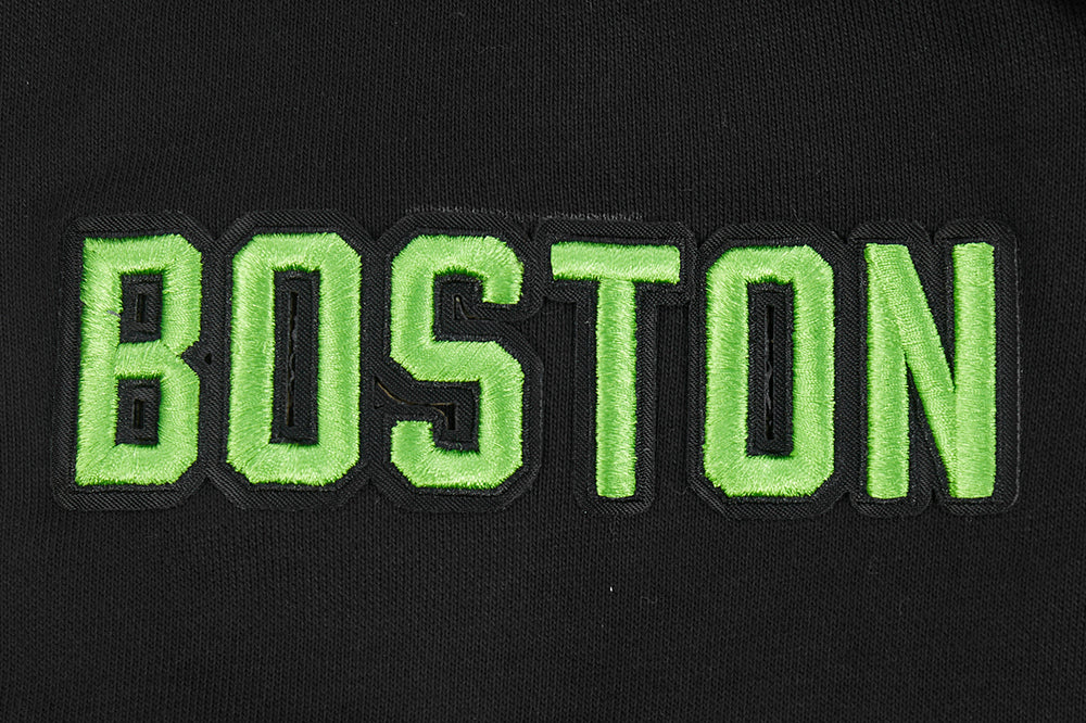 NBA BOSTON CELTICS CITY EDITION 24-25 MEN'S RIB FLEECE PULLOVER HOODIE (BLACK) - Image 7